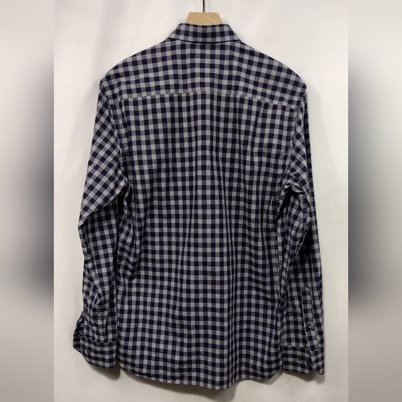 Stone Rose Plaid Button Shirt Mens M Blue White Casual Fabric From Italy - Picture 5 of 8